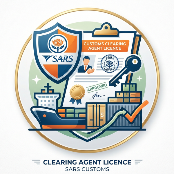 SARS Customs clearing agent licence badge on a white background