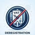 VAT deregistration symbol with a blue background