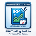 Icon for IRP6 Provisional Tax Return with a blue and green design on a white background