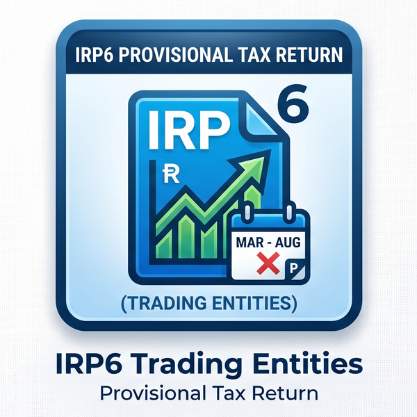 Icon for IRP6 Provisional Tax Return with a blue and green design on a white background