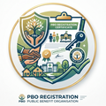 PBO Registration certificate emblem with green, blue, and brown colors on a white background